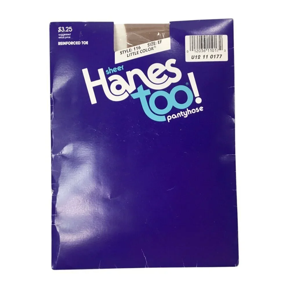 Vtg Hanes Too Sheer Pantyhose Stockings Nylons Size EF Style 116 Little Color